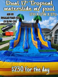 17'Dual Tropical Waterslide W/pool Wet/Dry