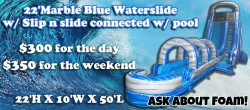 22'Blue Marble Waterslide W/Slip n Slide w/ pool