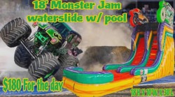 18FT Monster Jam Waterslide W/pool Wet/Dry
