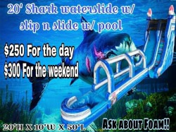 20FT Shark Waterslide W/ Slip N Slide W/ Pool