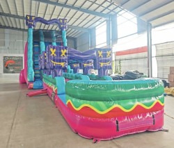 25' Dual Level Up Waterslide W/ slip n slide w/ pool