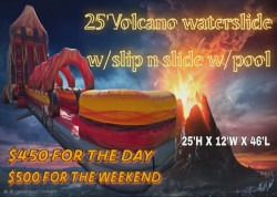 25FT Volcano waterslide w/slip n slide w/pool