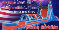 25FT USA Waterslide W/ slip N slide w/ pool